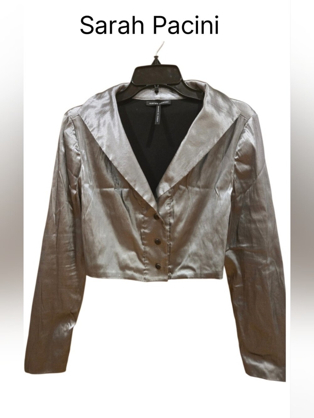 Sarah Pacini dark silver bolero Evening jacket Sz S-M